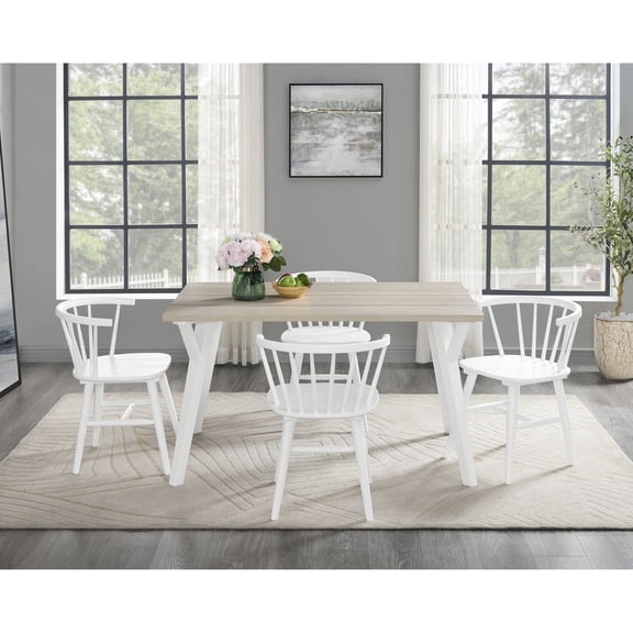 5 Dining Compilation - Rectangular Table And 4 Fashionable Two-tone Chairs Stylish With & White For Home