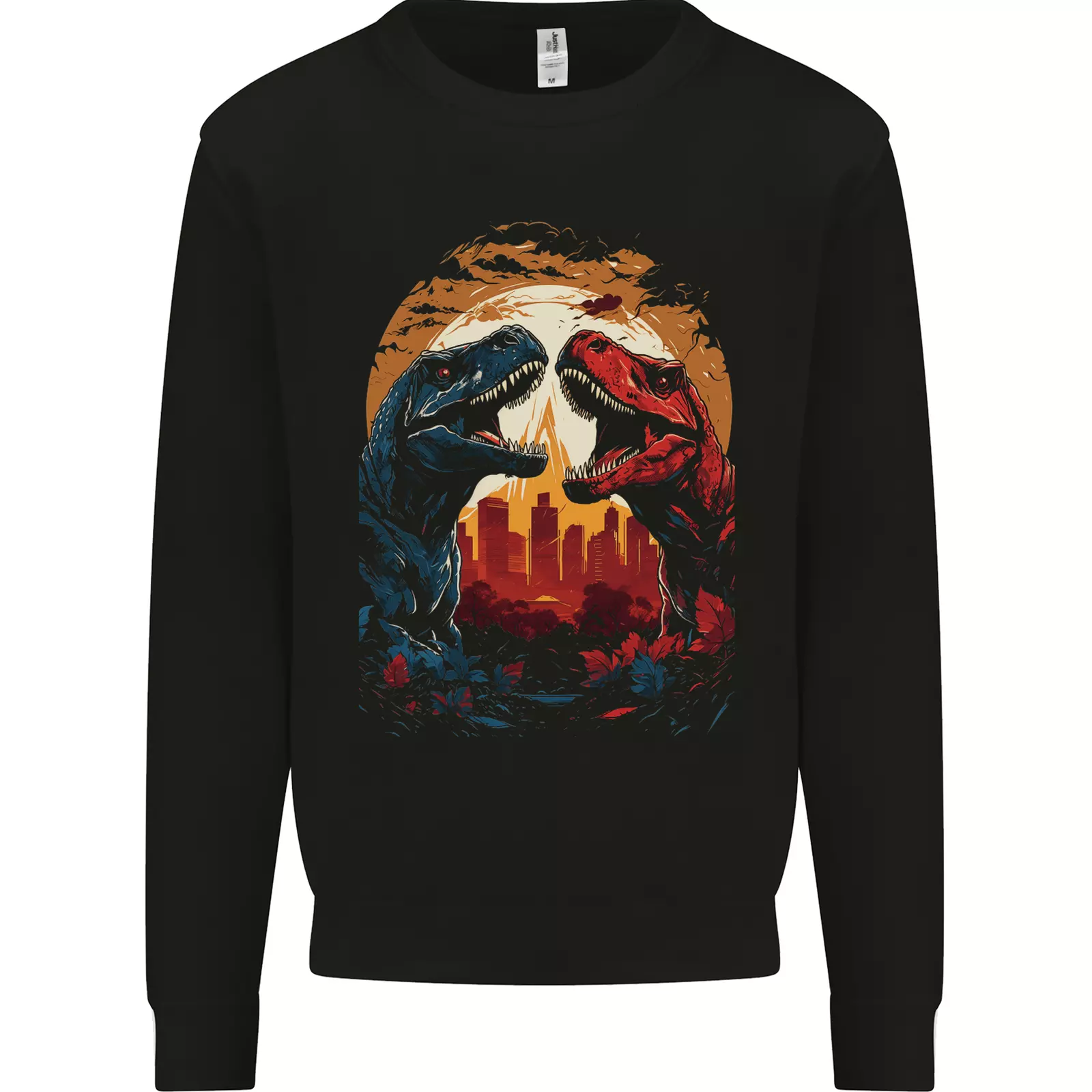 5 Dinosaurs With a Moon Backdrop TRex Lizard Mens Sweatshirt Jumper