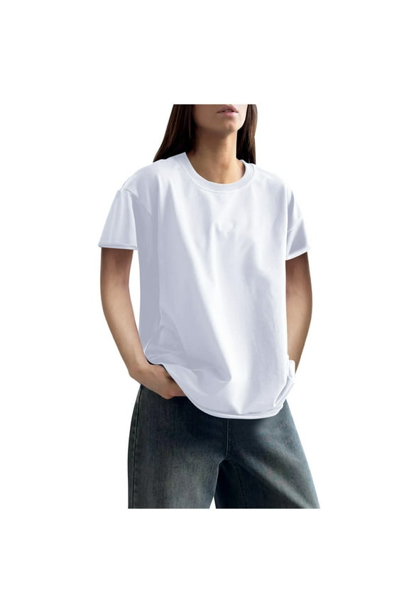 Under 5 Dollar Items for Women Ladies Tshirts Short Sleeve Women's Clothes Mock Neck Tops for Women Ladies Summer Tops Basic Tops V Neck Short Sleeve Tops for Women
