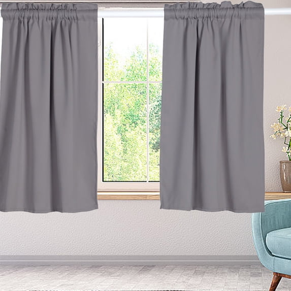 Under 5 Dollars! 1 Pack Solid Color Rod Pocket Blackout Curtain, Thermal Insulated Short Small Curtain, Light Blocking Privacy Window Treatment for Kitchen Bedroom Bathroom Living Room