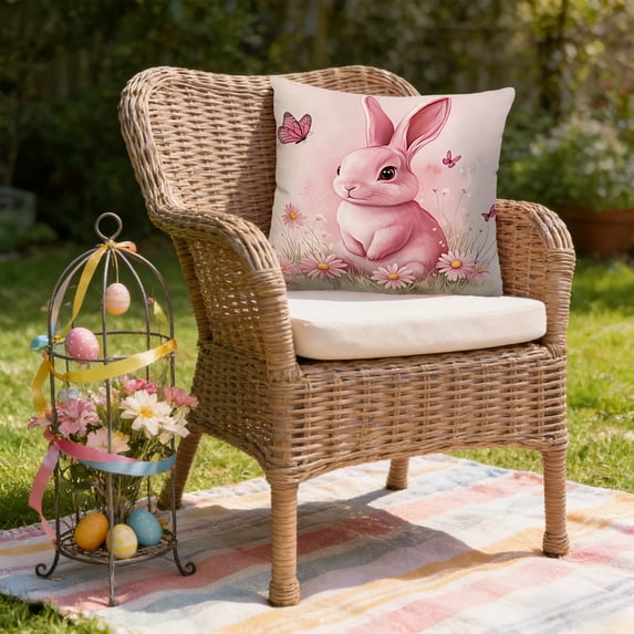 Under 5 Dollars! YZEGDCH Easter Rabbit Throw Pillow Covers 18"x18" Easter Couch Throw Pillow Covers Bunny Decorations for Sofa Home Decoration Easter Gift