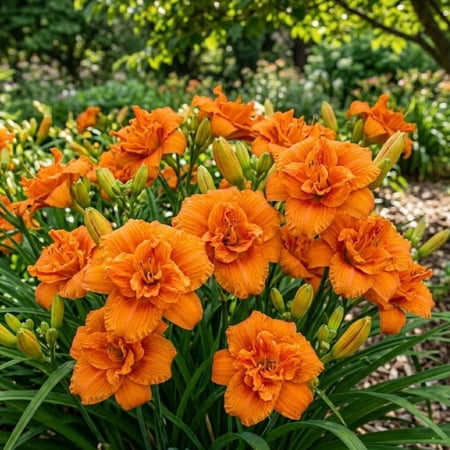 5 Double Orange Day Lilly Bulbs for Planting, Daylilies Fans Systems, Reblooming Daylilly Roots Hemerocallis Hardy Perennial