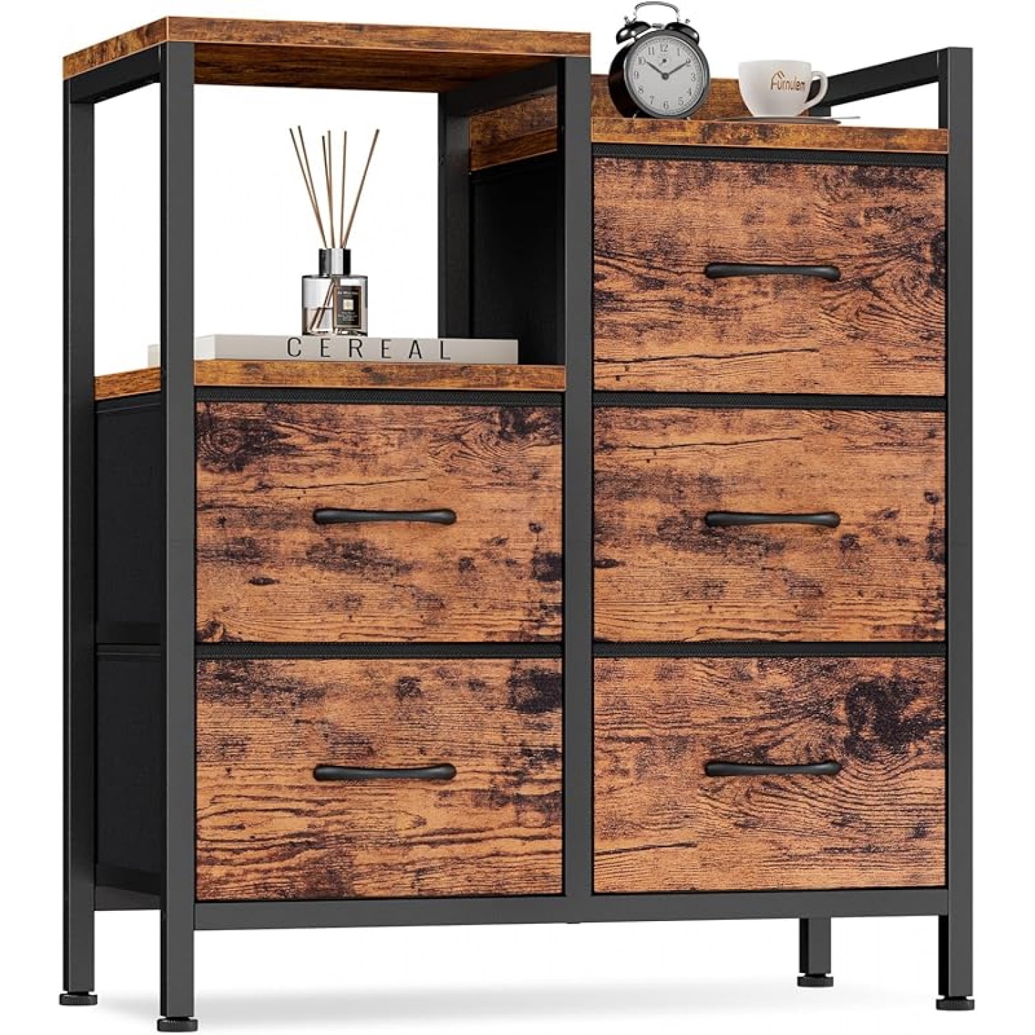5 Drawer Black Dressers for Bedroom 2 Tier Shelf Storage Small Fabric  Dresser for Closet Sturdy Metal Frame Modern Style Storage Cabinets  Organization Units for Hallway Rooms - Walmart.com