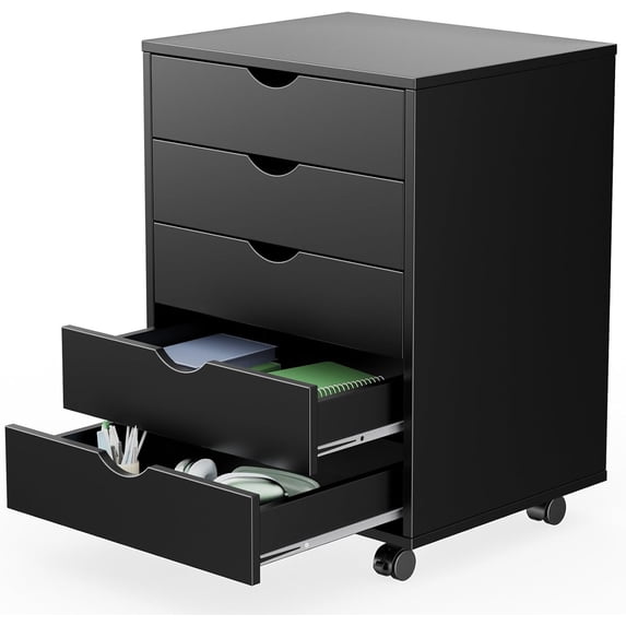 5 Drawer Chest Mobile Storage Cabinets Small Wooden Dresser with Wheels ...