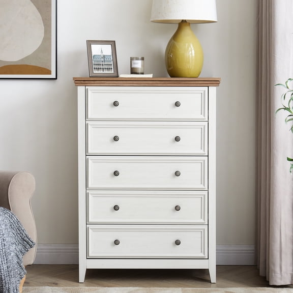 5 Drawer Chest | Store Belongings in Minimal Footprint | MDF Material with Anti - wear Drawers | Easy to Push and Pull