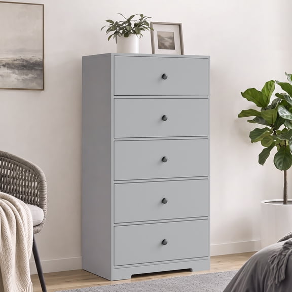 5-Drawer Chest of Drawers Tall 45.3 Inch Dresser Cabinet with Waterproof Finish and Smooth Drawer Glides for Bedroom Closet Clothes Storage Organizer