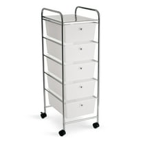 5 Drawer Clear Rolling Cart by Simply Tidy - Mobile Organizer with Removable Drawers - Swivel & Locking Casters - Durable Tubular Frame - 1 Set