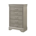 thumbnail image 1 of 5 Drawer Contemporary Chest with Textured Details and Bar Handles, Silver, 1 of 5