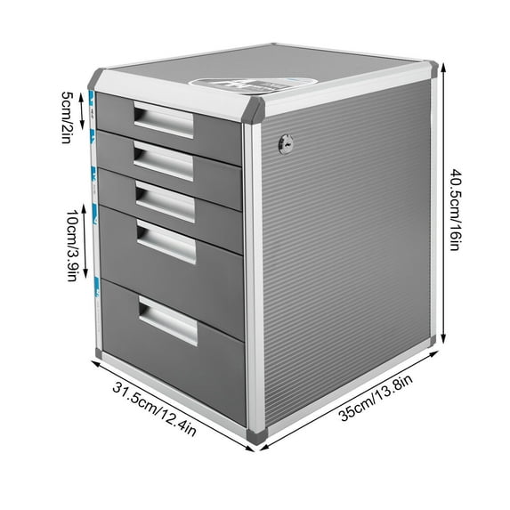 5 Drawer Desktop File Cabinet Document Storage Filing Cabinet W/ Label Lock
