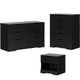 thumbnail image 1 of 5 Drawer Dresser 6 Drawer Double Dresser and Nightstand Bedroom Set in Black Oak, 1 of 7