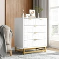 thumbnail image 1 of 5 Drawer Dresser for Bedroom, Chest of Drawers with Metal Base, Modern Dresser Chest Cabinet Organizer, Large Dresser for Living Room, Bedroom, Dorm, Hallway, Closet, 1 of 7