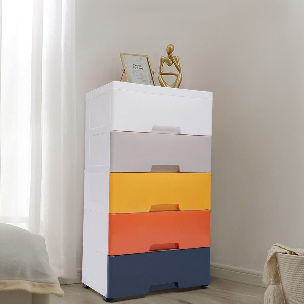 5 Drawer Dresser Closet Tall Chest Clothes Storage Modern Bedroom Home