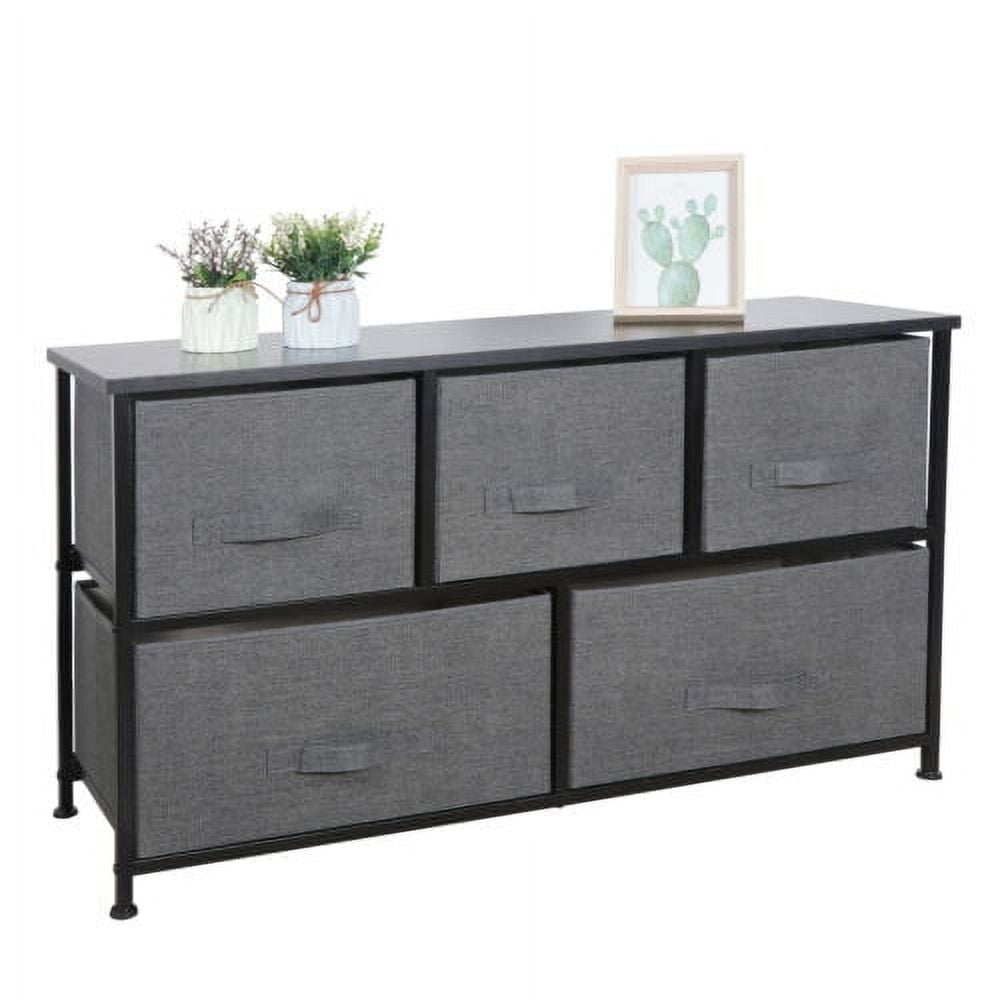 5 Drawer Dresser Fabric Chest of Drawers Storage Tower Unit for Living ...