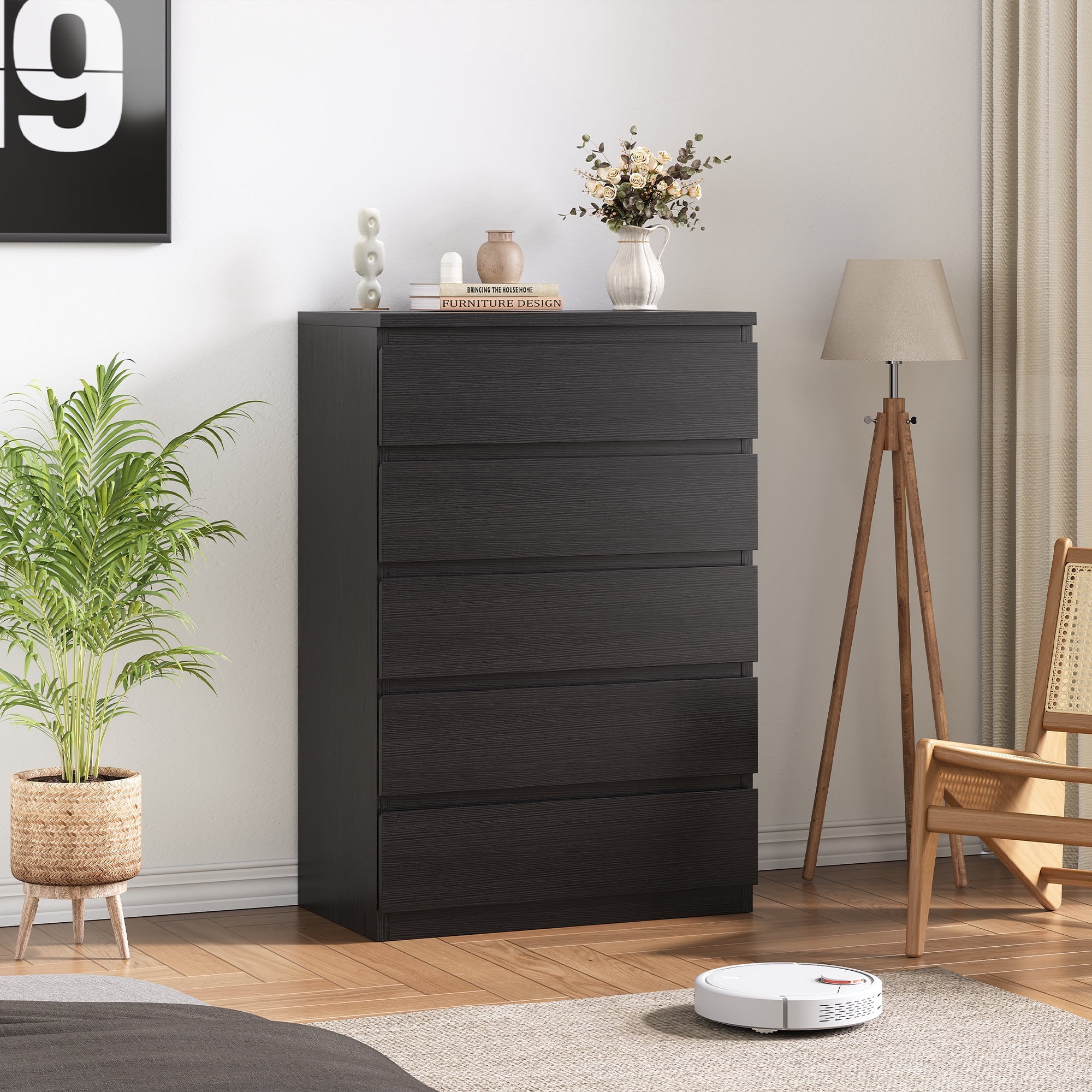 5 Drawer Dresser, Wood Chest Drawers with Storage for Closet, Bedroom,  Living Room and Hallway, Drawers Dresser Bedside Nightstand, Black - Walmart .com