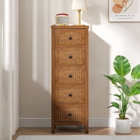 5 Drawer Dresser for Bedroom, 37" Tall Modern Chest of Drawers with Fluted Wood Panel Storage