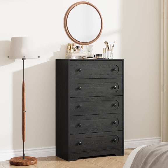 5-Drawer Dresser for Bedroom – 50" Tall Chest with Deep Drawers & Metal Knobs, Black