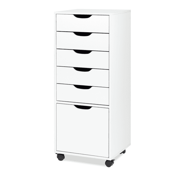 RichYa Mobile File Cabinet with Wheels,Chest of Drawers with Lockable Caster,Rolling Storage Organizer for Home Office,Living Room (White)