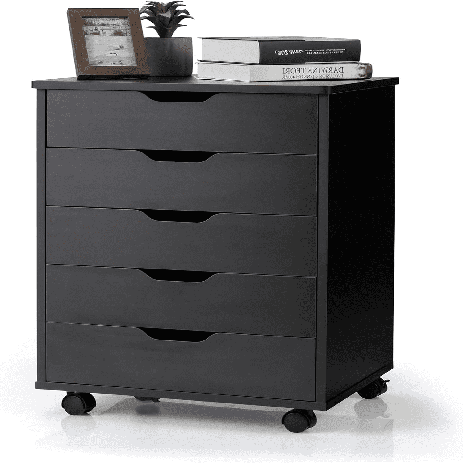 5 Drawer File Mobile Filing with Universal Wheels White