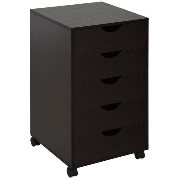 Living Room Cabinets 5 Drawer File Cabinet Storage Organizer Filing Cabinet with Nordic Minimalist Modern Style & Wheels, Brown,Primary Living Space Cabinets