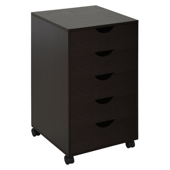 5 Drawer File Cabinet Storage Organizer Filing Cabinet with Nordic Minimalist Modern Style & Wheels, Brown