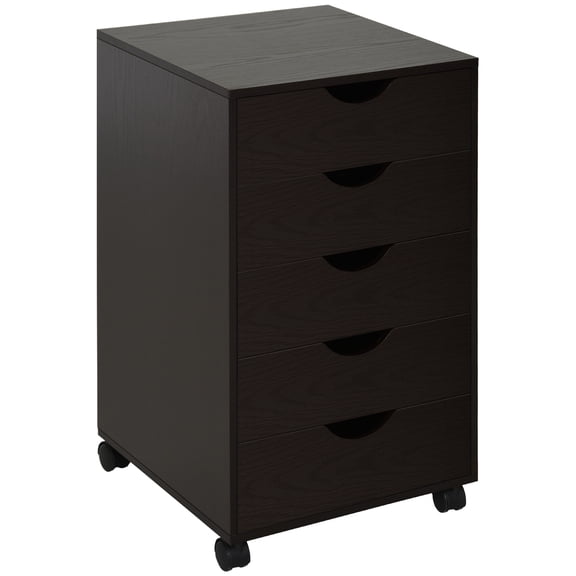 5-Drawer File Cabinet with Wheels, 15.75" Rolling Storage Organizer for Office & Home, Nordic Minimalist Style - Brown