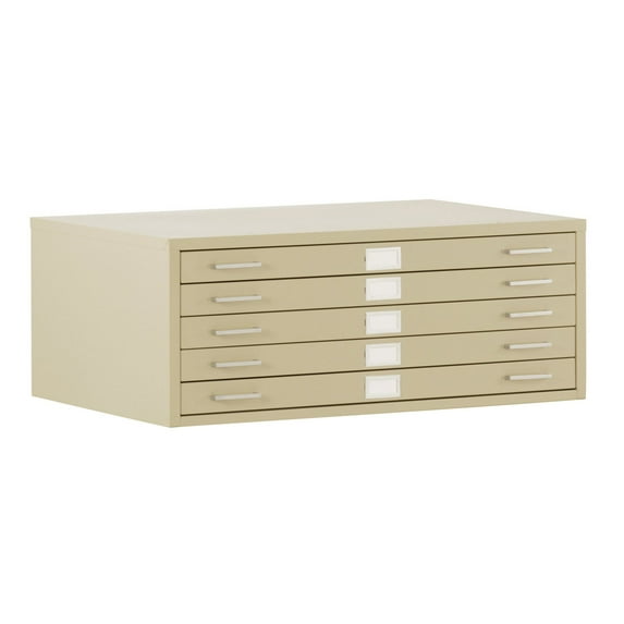 5-Drawer Flat File, 53-3/4"W x 41-5/16"D x 16-1/8"H, Black