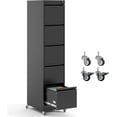 thumbnail image 1 of 5 Drawer Locking File Cabinet with Wheels,Metal Mobile Filing Cabinets,Black Vertical File Cabinet for Home Office,Heavy Duty Storage Cabinet for A4/Letter/Legal Size File,Assembly Required, 1 of 7