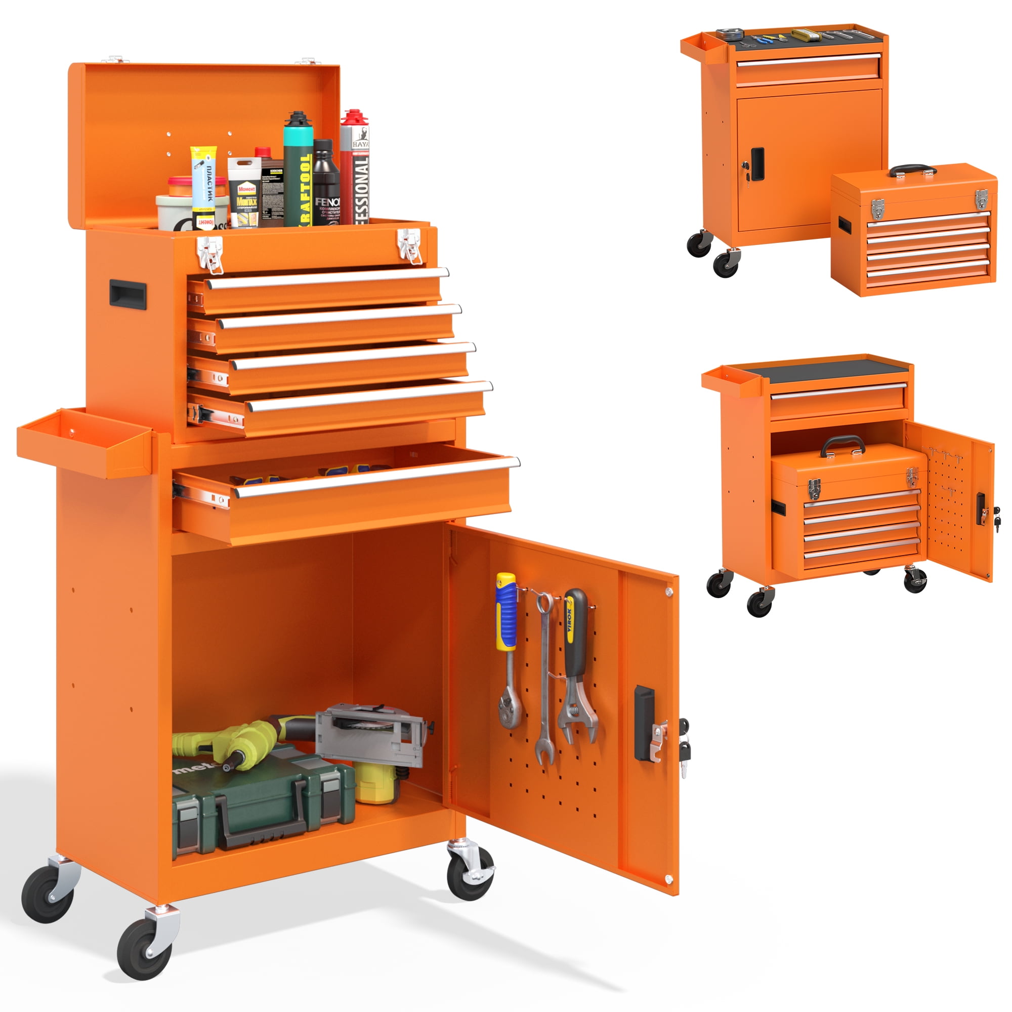 5-Drawer Mobile Mechanic Tool Chest, Rolling Cabinet with Lock