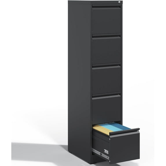 5 Drawer Metal File Cabinet Heavy Duty Locking File Cabinets Home Office Steel Filing Cabinet Vertical File Cabinets for Legal/Letter Size File,Assembly Required