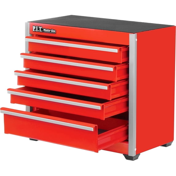 5-Drawer Micro Roll Cab Steel Tool Box, Red Hand Carry Tool Cases for Tools Stor