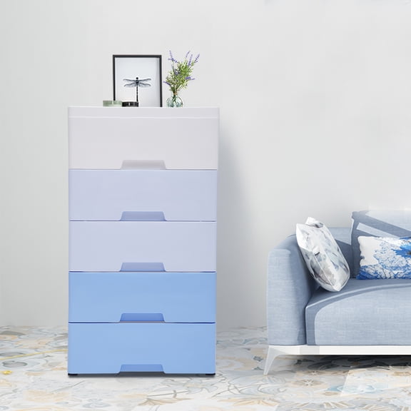 5-Drawer Plastic Drawers Dresser Storage Cabinet,Space-Saving Stackable Vertical Clothes Storage Tower Versatile Home Organizer for Bedroom/Living Room
