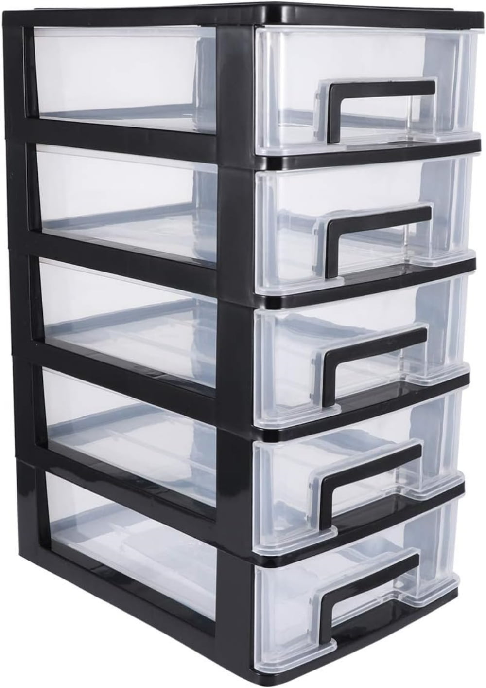 5 Drawer Plastic Drawer Organizer, Dingrich Clear Desktop Drawer