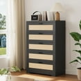thumbnail image 1 of 5 Drawer Rattan Dresser for Bedroom, 47.27” Tall Dresser with Power Outlets, 1 of 5