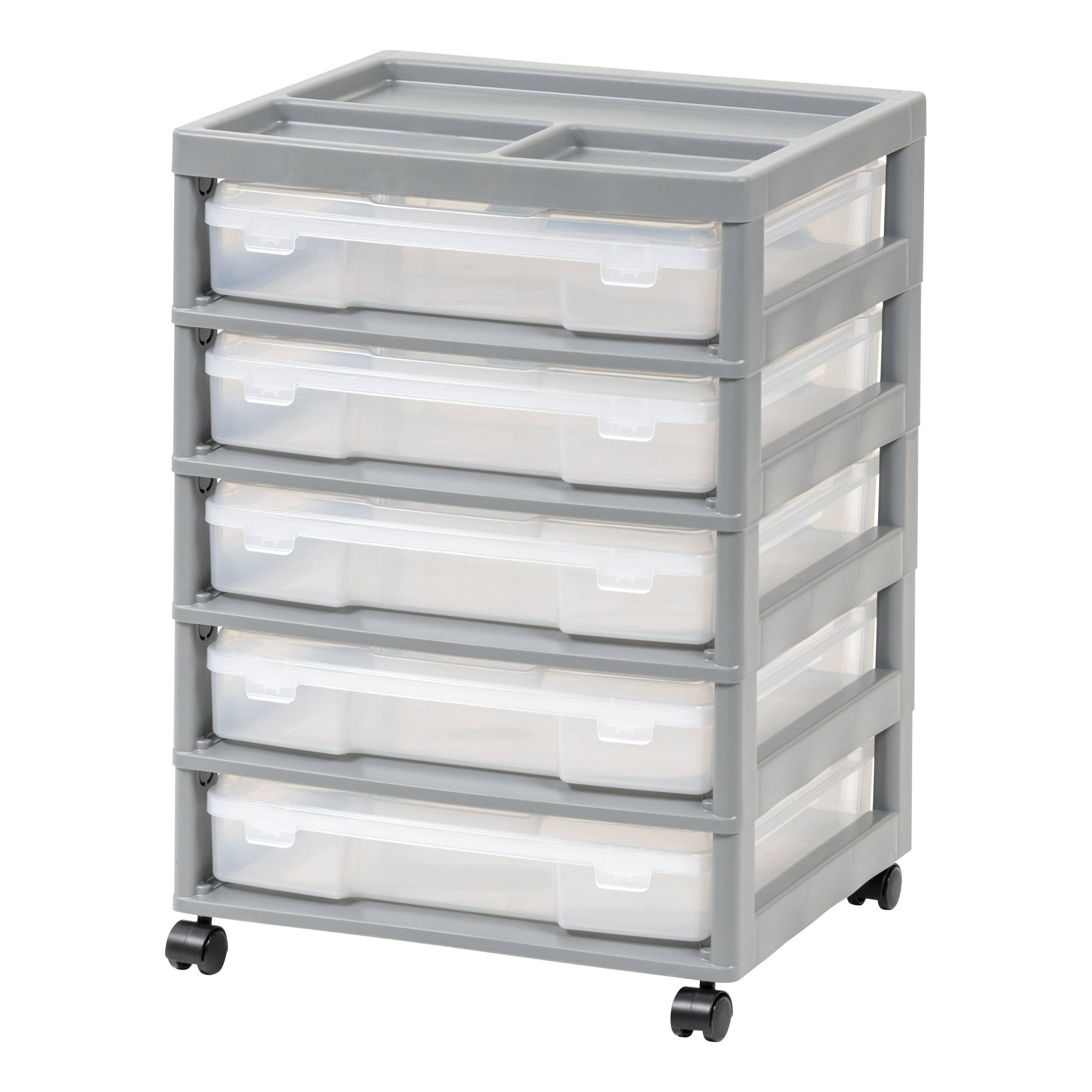 5 Drawer Rolling Storage Cart with Project Cases Gray