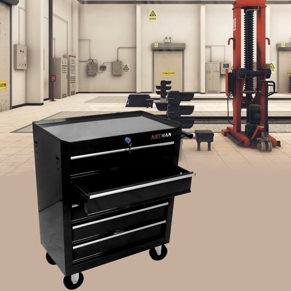 5-Drawer Rolling Tool Cart, Lockable Steel Tool Cabinet with Wheels, Detachable & Stackable for Father's Garage Workshop
