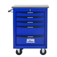 thumbnail image 1 of 5-Drawer Rolling Tool Cart - Metal Workshop Storage Cabinet, Black & Blue, 22" Wide, with Wheels for Garage, Repair Shop. Steel Construction, Lockable Drawers., 1 of 18