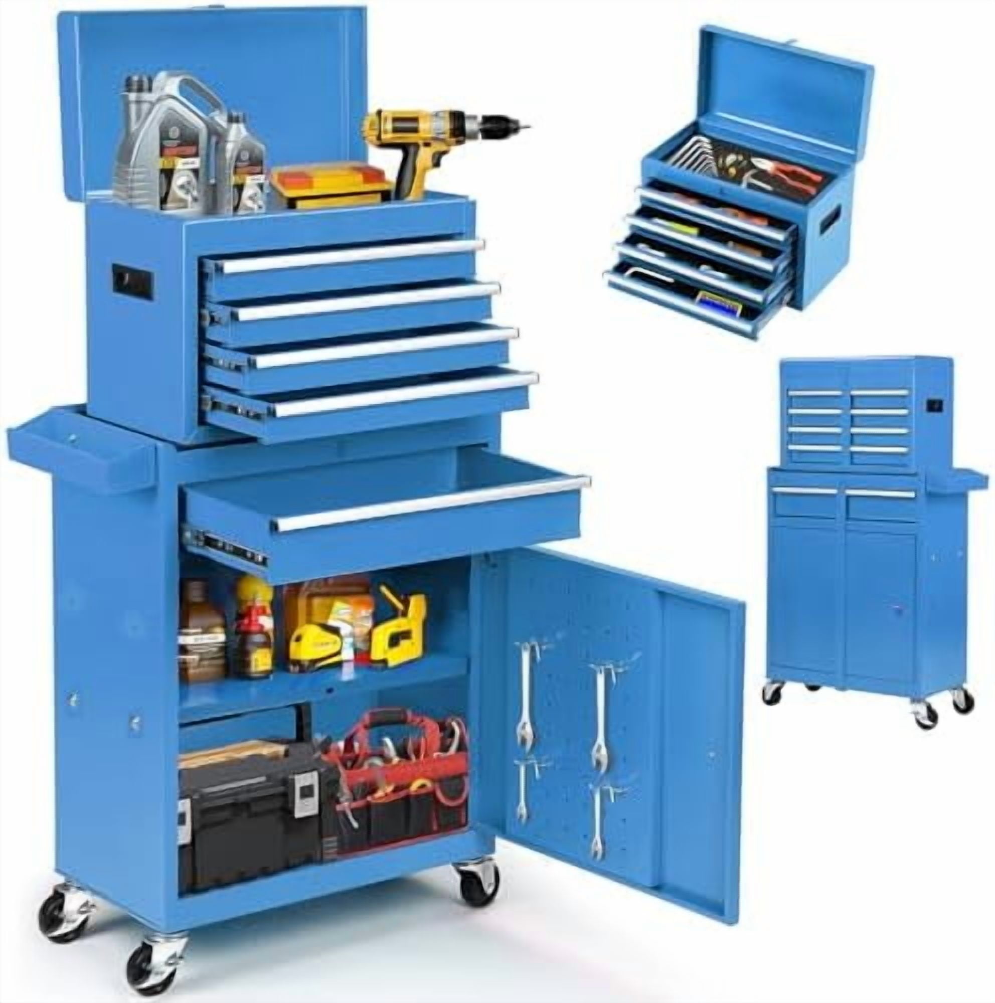 5-Drawer Rolling Tool Chest with Detachable Tool Box, Lockable Wheels ...