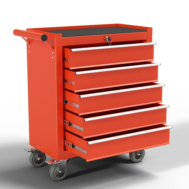 5 Drawer Rolling Tool Chest, Metal Tool Cart on Wheels,Tool Key