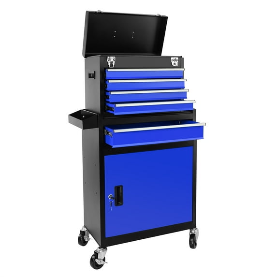 5-Drawer Rolling Tool Chest, Tool Storage Cabinet with Detachable Top Tool Box, Detachable Tool Box Organizer with Lockable Wheels, Adjustable Shelf, Locking Mechanism, Rolling Tool Cabinet