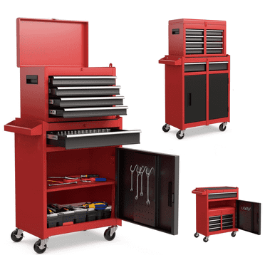 5-Drawer Tool Chest,Tool Cabinet on Wheels with Keyed Locking System and Drawer Liners,Tool Chest with Link Buckle for Warehouse and Garage