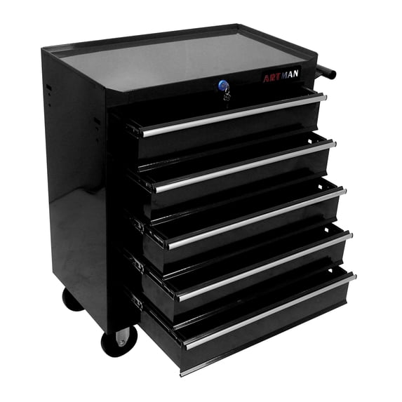 5-Drawer Rolling Tool Chest on Wheels, 24-inch Tool Storage Cabinet with Locking System for Garage Workshop Warehouse Repair Shop, Black