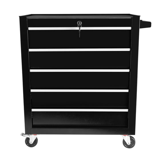 5-Drawer Rolling Tool Chest with Wheels, Tool Storage Cabinet with Lock & Key, Tool Organizer Box for Garage, Warehouse and Repair Shop, Black