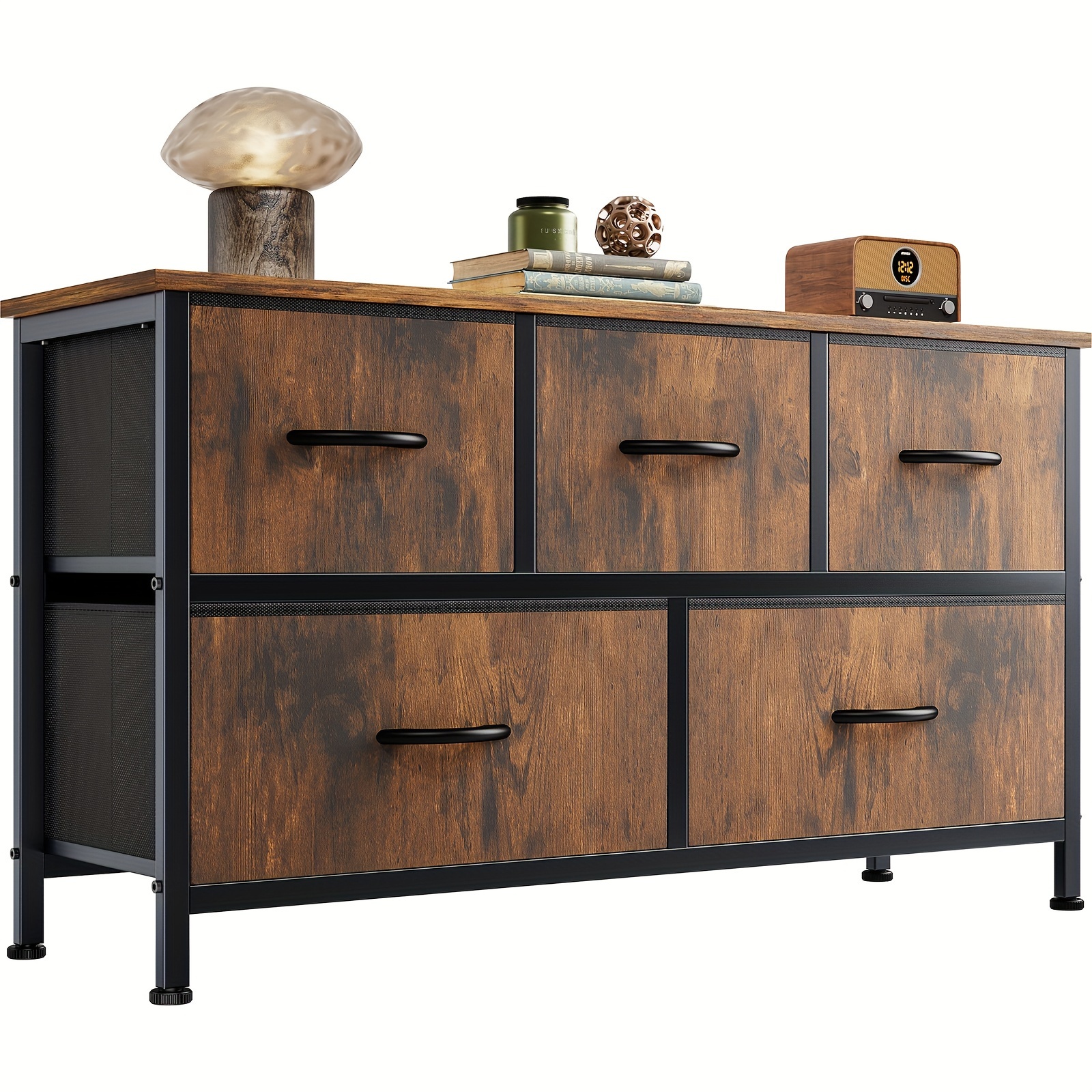 5-Drawer Smooth-Gliding Tall Dresser - Heavy-Duty Metal Frame, Space