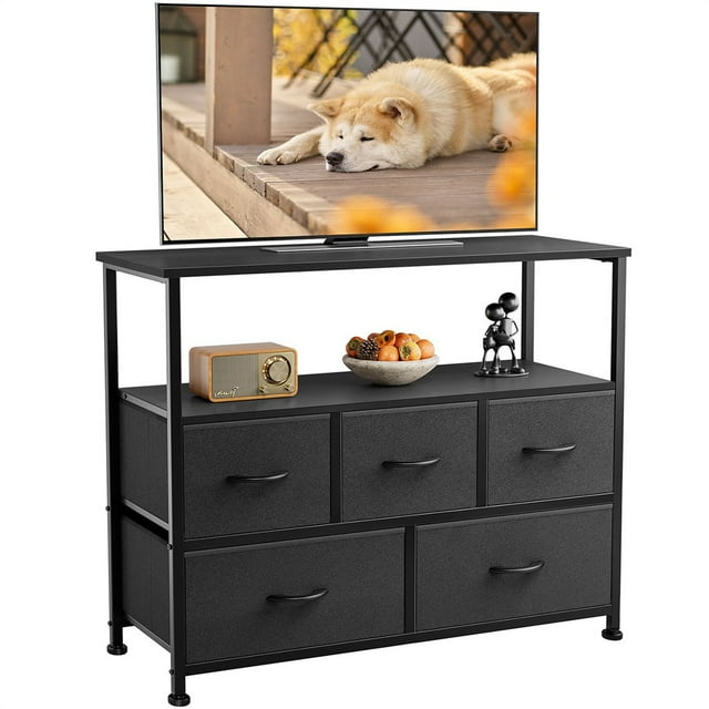 5Drawer Stand Dresser for Bedroom, Entertainment Center for 45 inch