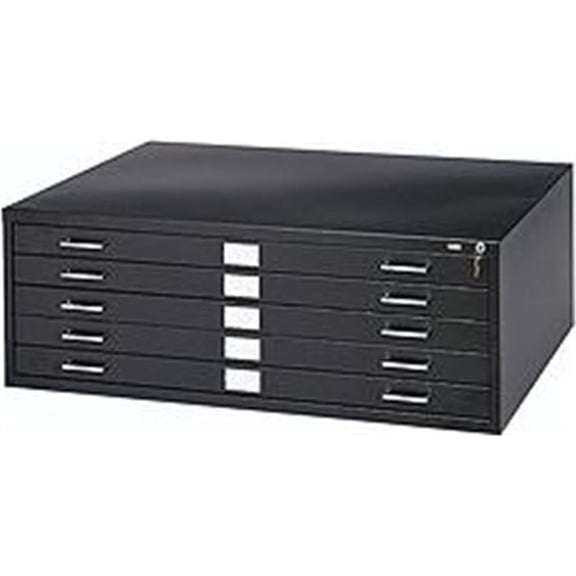 5-Drawer Steel Flat File - 36 x 24 Inch - Black