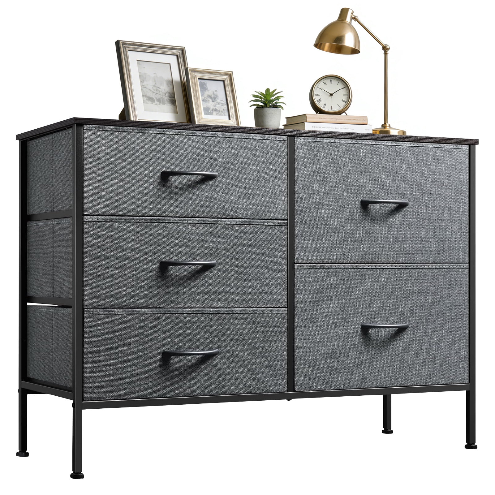 5-Drawer Storage Dresser, TV Stand with Storage, Organize Cabinet for Living room, Entry Way, Office,Gray