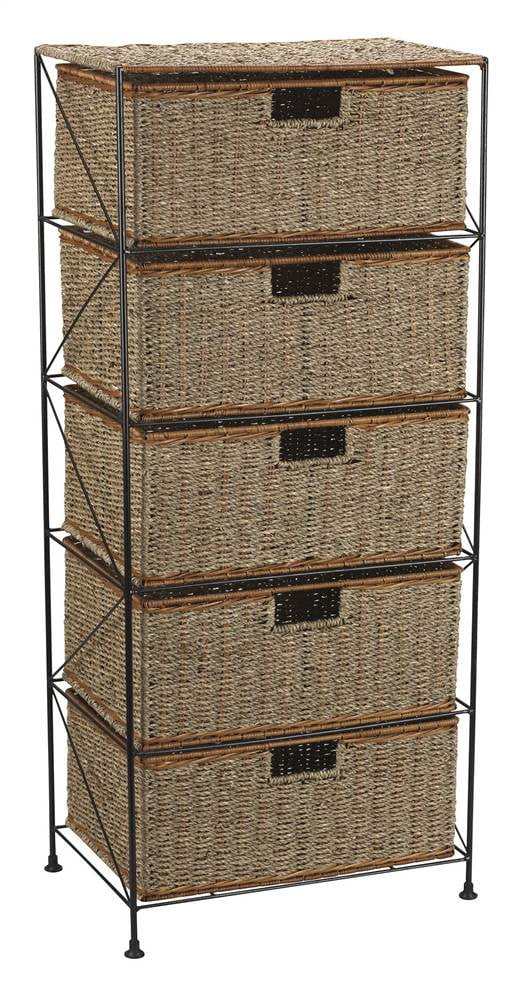 Household Essentials 3-Drawers Natural Wicker Storage Drawer Tower 23.5-in  H x 17.25-in W x 13.25-in D