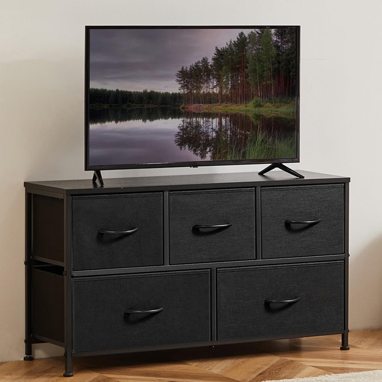 5-Drawer Tall Dresser with Steel Frame - Fabric Storage Tower for ...