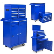 5-Drawer Tool Box, Enyopro Rolling Tool Chest, Stainless Steel Tool Box with Brake Wheels and 4 Drawers, Detachable Tool Cart, Blue