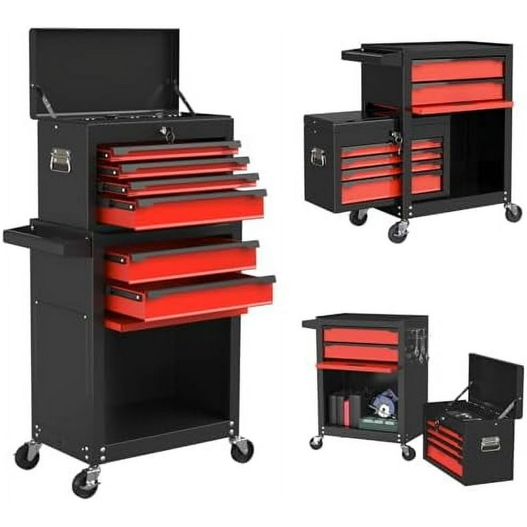 5 Drawer Tool Chest Rolling Tool Cabinet with Detachable Top Tool Box Stand Up Tool Box with Wheels Locking System for Warehouses Garages Black Walmart